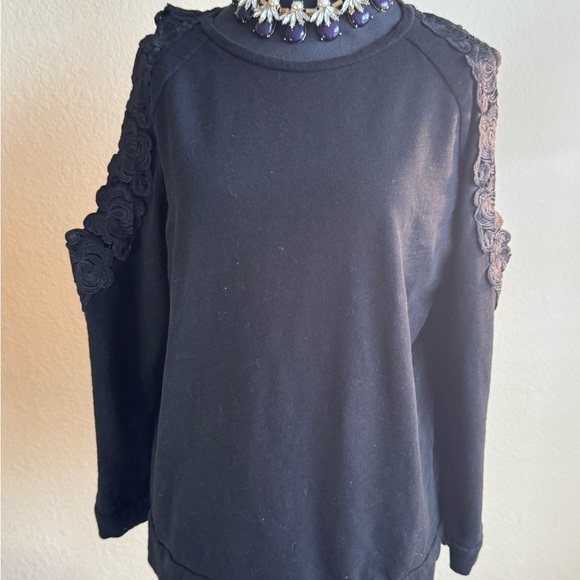 LOFT Black Cold Shoulder Sweatshirt - Picture 4 of 4